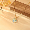 Brass Pave Clear Cubic Zirconia Enamel Textured Pendant Necklaces for Women WG37471-01-1