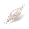 Natural Cultured Freshwater Pearl Copper Wire Wrapped Connector Charms PALLOY-JF02519-01-4