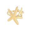 Ion Plating(IP) 304 Stainless Steel Starfish Open Cuff Rings for Women RJEW-S418-03G-2