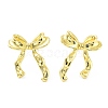 Bowknot Rack Plating Brass Studs Earrings for Women KK-Z038-11G-1