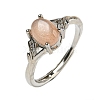 Oval Natural Sunstone Adjustable Rings RJEW-Q818-01P-02A-2