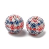 Spray Painted Wood European Beads with Rhinestone RESI-C038-03G-1