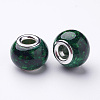 Spray Painted Glass European Beads X-GPDL-R007-M1-2