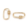 Brass Micro Pave Clear Cubic Zirconia Screw Carabiner Lock Charms ZIRC-T010-10-3