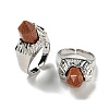 Hexagonal Prism Synthetic Goldstone Open Cuff Rings RJEW-B106-01P-05-1