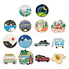 Yilisi 13Pcs 13 Style Flat Round & Car & Moon Alloy Enamel Brooches JEWB-YS0001-07-7