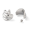 Non-Tarnish 304 Stainless Steel Curved Leaf Stud Earrings for Women EJEW-K244-25P-2