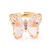 Adjustable Brass Glass Finger Rings RJEW-P148-A01-13-2