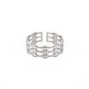 Non-Tarnish 304 Stainless Steel Bamboo Shape Open Cuff Ring for Women RJEW-S405-201P-1