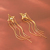 304 Stainless Steel Pave Clear Cubic Zirconia Star Tassel Earrings for Women WG0B521-01-3
