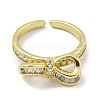 Bowknot Brass Micro Pave Cubic Zirconia Open Cuff Ring for Women RJEW-E296-03G-2