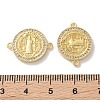 Rack Plating Brass Cubic Zirconia Saint Benedict Connector Charm KK-C084-01G-G-3