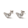 Rack Plating Brass Pave Clear Cubic Zirconia Butterfly Stud Earrings EJEW-F301-27-2