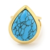 Ion Plating(IP) 304 Stainless Steel Synthetic Turquoise Cuff Rings G-Z056-09G-02-2