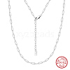 925 Sterling Silver Paperclip Chain Necklaces for Women NJEW-H048-04P-2