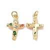 Cross Brass Micro Pave Colorful Cubic Zirconia Pendants KK-G406-33G-2