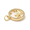 Brass Clear Cubic Zirconia with Shell Pendants KK-G450-02G-07-3