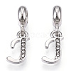 Platinum Rack Plating Alloy Rhinestone European Dangle Charms PALLOY-T048-36P-J-1