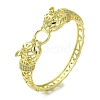 Brass Pave Clear & Green Cubic Zirconia Leopard Hinged Hollow Bangle for Women BJEW-K246-19F-G-1