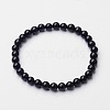 Natural Dyed & Heated Black Agate Beaded Stretch Bracelets BJEW-F202-02-1