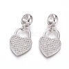 Brass Micro Pave Clear Cubic Zirconia European Dangle Charms OPDL-L016-06P-2