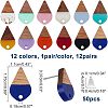 SUPERFINDINGS 12 Pairs 12 Colors Transparent & Opaque Resin & Walnut Wood Stud Earring RESI-FH0001-42-4