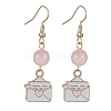 Valentine's Day Alloy Enamel Dangle Earrings with Brass Pins EJEW-JE05330-3