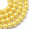 Baking Painted Pearlized Glass Pearl Round Bead Strands HY-Q330-8mm-67-1