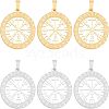 Unicraftale 6Pcs 2 Colors 304 Stainless Steel Norse Viking Compass Amulet Pendants STAS-UN0038-27-1