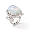 Gemstone Oval Adjustable Ring RJEW-P041-01P-5