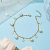 Iron with Shell Pearl Beads Anklet AJEW-AN00610-2