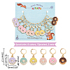 12Pcs 6 Colors Alloy Enamel Donut Charm Locking Stitch Markers HJEW-PH01684-2