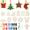 1 Bag Christmas Theme Wood Cross Stitch Kits WOOD-SC0002-24-1