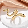 304 Stainless Steel Rhinestone Snake Open Cuff Rings RJEW-A052-07G-1