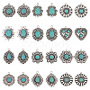   24Pcs 12 Styles Synthetic Turquoise Pendants PALLOY-PH0002-19-1