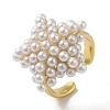 Rack Plating Brass Micro Pave Pearl Rings RJEW-R315-02B-G-1