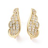 Rack Plating Brass Micro Pave Cubic Zirconia Hoop Earring Findings with Latch Back Closure X-ZIRC-C039-08G-2