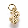 Brass Micro Pave Cubic Zirconia Charms ZIRC-E161-02G-2