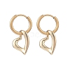 2 Pairs 2 Colors Brass Heart Dangle Hoop Earrings EJEW-JE05066-3