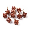 Natural Red Jasper Copper Wire Wrapped Pendants G-B041-02G-11-1