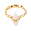 Double Pointed Hexagonal Prism Natural Moonstone Adjustable Rings for Women RJEW-G327-01G-02-2