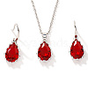Brass Glass Teardrop Dangle Earrings & Pendant Necklaces Sets for Women SN7010-4-2