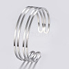 Tarnish Resistant Hollow 304 Stainless Steel Wide Band Cuff Bangles BJEW-H565-01P-1