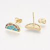 Brass Cubic Zirconia Stud Earrings EJEW-S201-172B-2