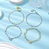 4Pcs 4 Style Brass and 304 Stainless Steel Paperclip  Chain Bracelets Sets BJEW-JB11050-2