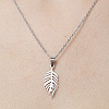 Non-Tarnish 201 Stainless Steel Hollow Leaf Pendant Necklace NJEW-OY001-66-1