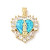 Rack Plating Brass Micro Pave Cubic Zirconia with Synthetic Opal Pendants KK-D088-34G-2