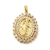 Religion Themed Rack Plating Brass Micro Pave Cubic Zirconia Pendants KK-L226-007G-07-1