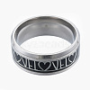Two Tone 201 Stainless Steel Word Love Finger Ring for Women RJEW-N043-14P-2