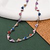 304 Stainless Steel Colorful Enamel Glitter Heart Link Cahin Necklaces for Women NJEW-K255-27P-1